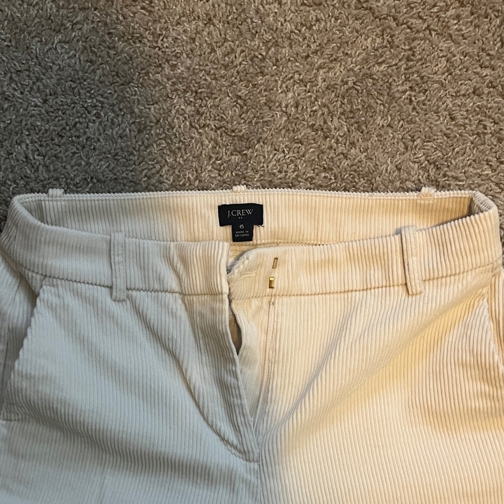 J. Crew Women's Cream Corduroy Straight Leg Pants